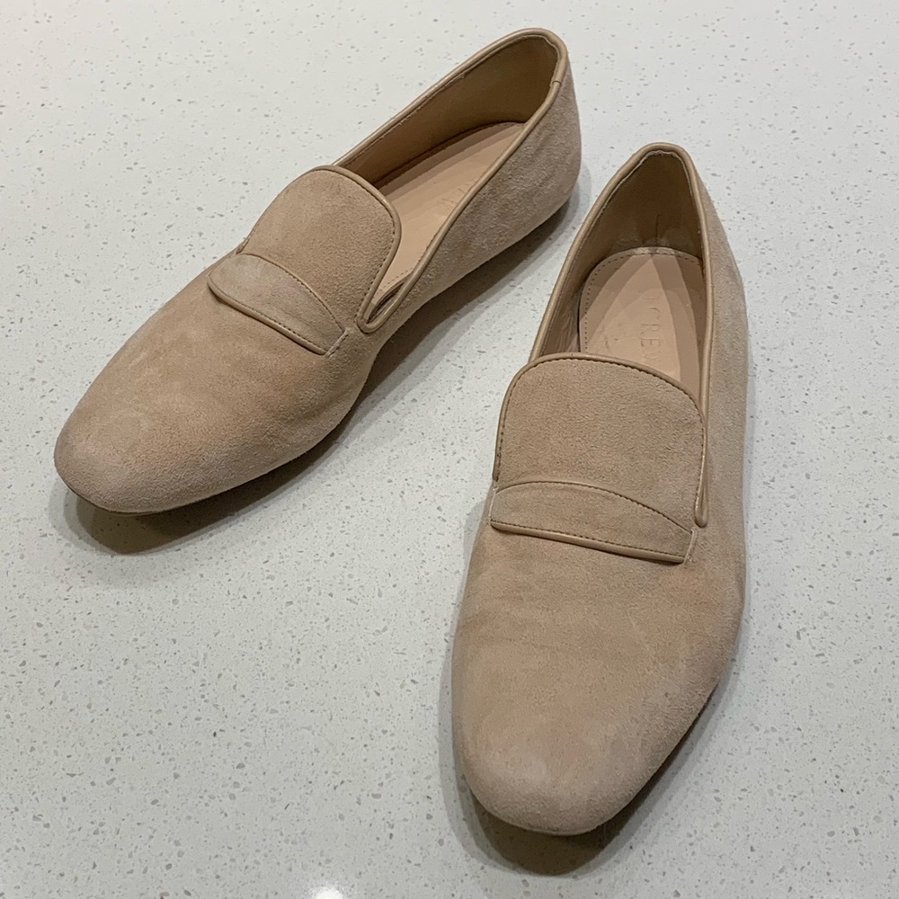 J. Crew Georgie Suede Penny Loafers (Cream)